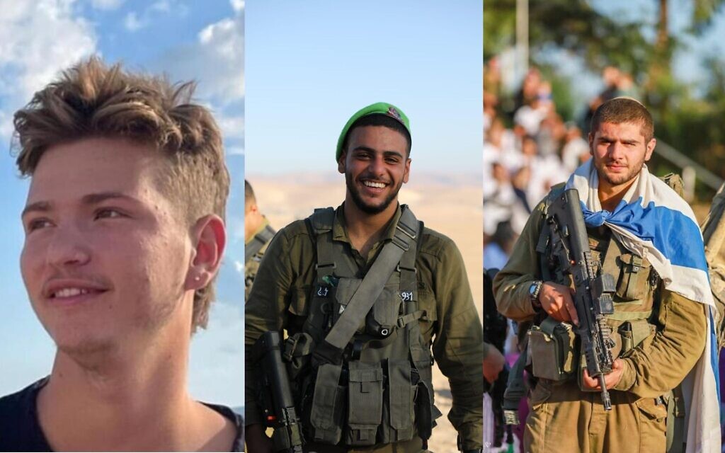 This composite photo shows Lt. Omri Shwartz (L), Sgt. Lavi Ghasi (C) and Lt. Yaacov Elian. (Israel Defense Forces)