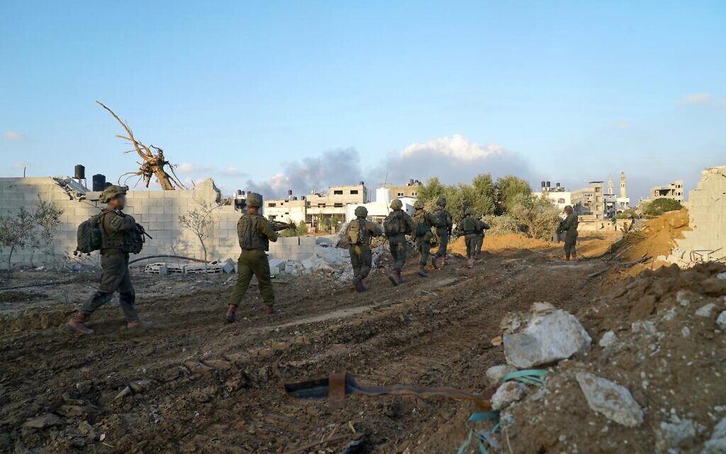 This handout photo distributed by the Israel Defense Forces on December 14, 2023, shows troops operating in the Gaza Strip amid the war against Hamas. (Israel Defense Forces)