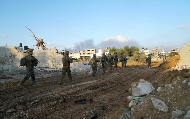 This handout photo distributed by the Israel Defense Forces on December 14, 2023, shows troops operating in the Gaza Strip amid the war against Hamas. (Israel Defense Forces)