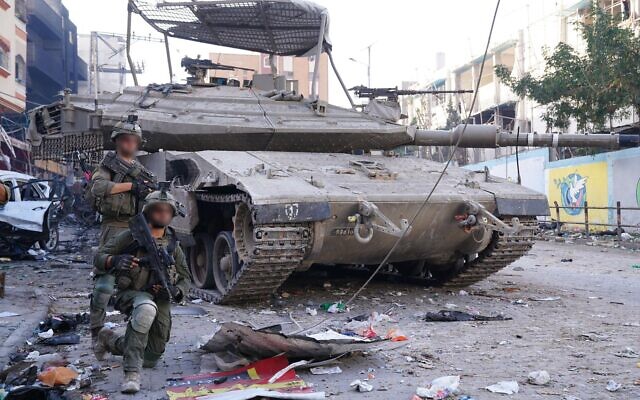 This handout photo distributed by the Israel Defense Forces on December 15, 2023, shows troops operating in the Gaza Strip amid the war against Hamas. (Israel Defense Forces)
