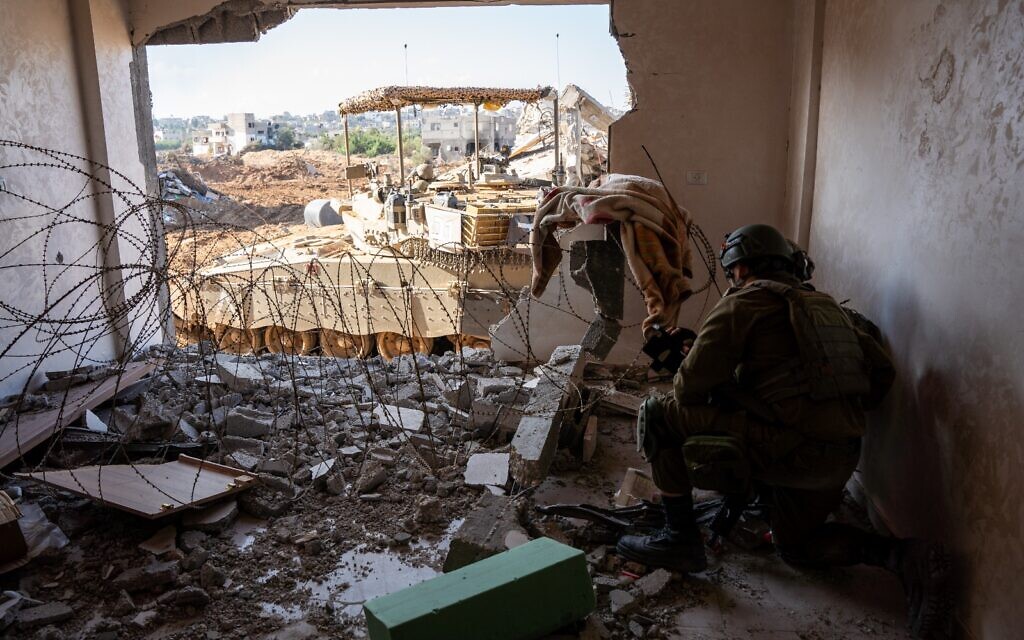 Israeli troops operating in the Gaza Strip in a photo released December 16, 2023 (Israel Defense Forces)