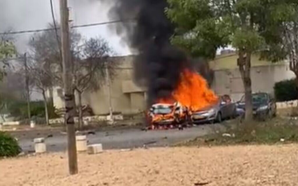 The aftermath of a missile attack in Avivim, Israel on December 21, 2023. (screen capture: X)