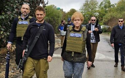 Illustrative: US antisemitism envoy Deborah Lipstadt on a tour of southern Israeli communities ravaged by the Hamas October 7 assault, December 13, 2023. (X/used in accordance with Clause 27a of the Copyright Law)