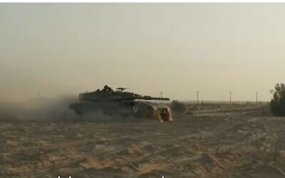 A refurbished tank of the Phoenix battalion in training. (Channel 12 screen shot, used in accordance with Clause 27a of the Copyright Law)