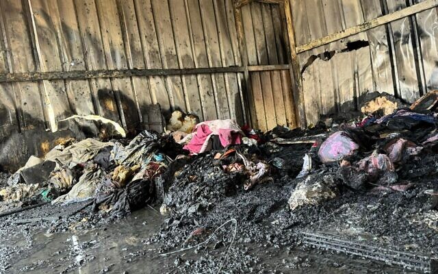 A building after a fire in which a baby was killed in an unrecognized Bedouin village in the Negev, December 27, 2023 (Israel Fire Services)