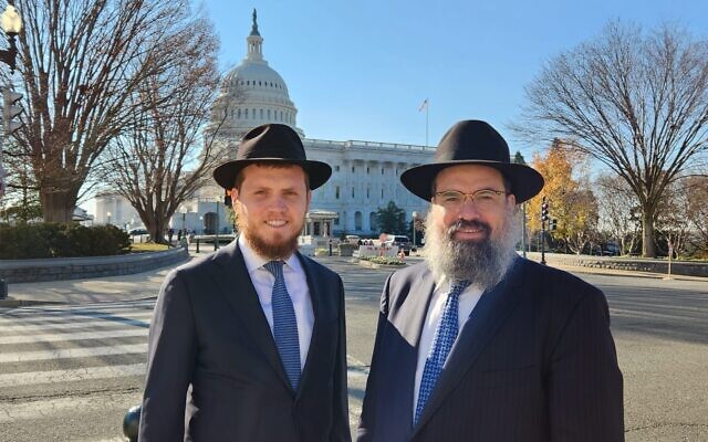 Rabbi Menachem Shemtov, left, poses with his father, Rabbi Levi Shemtov in this undated photo at the U.S. Capitol. (Art Spack) Rabbi Menachem Shemtov, left, poses with his father, Rabbi Levi Shemtov in this undated photo at the U.S. Capitol. (Art Spack)