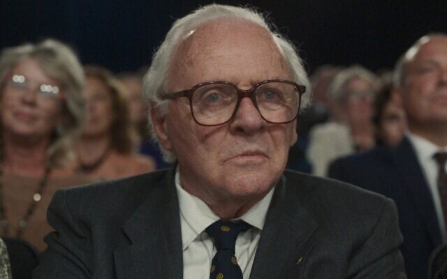 Anthony Hopkins as Nicholas Winton in 'One Life.' (Peter Mountain/See Saw Films via JTA)