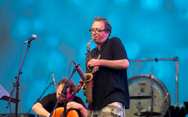 John Zorn performs in Damrosch Park at Lincoln Center, New York City, July 30, 2016. (Ebet Roberts/Redferns via Getty Images via JTA)