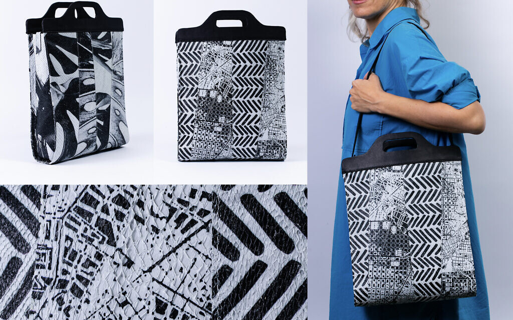 In a joint project, Ori Topaz, a designer from Shenkar College produces sustainable leather handbags made from salmon skins using digital printing technology developed by Kornit Digital. (Achikam Ben Yosef) In a joint project, Ori Topaz, a designer from Shenkar College produces sustainable leather handbags made from salmon skins using digital printing technology developed by Kornit Digital. (Achikam Ben Yosef)