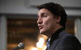 Canada's Primer Minister Justin Trudeau speaks during the 19th Canada-European Union (EU) Leaders' Summit opening reception, Newfoundland and Labrador, November 23, 2023. (Photo by Alexis Aubin/AFP)
