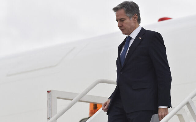 US Secretary of State Antony Blinken arrives in Zumpango, Mexico, on December 27, 2023. (Rodrigo Oropeza/AFP) US Secretary of State Antony Blinken arrives in Zumpango, Mexico, on December 27, 2023. (Rodrigo Oropeza/AFP)