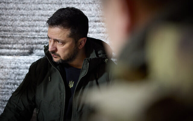 This handout photograph taken and released by Ukrainian Presidential Press Service on December 29, 2023, shows Ukrainian President Volodymyr Zelensky during a visit of the advanced checkpoint of the 110th Separate Mechanized Brigade named after late Ukrainian General-Corporal Marko Bezruchko in the town of Avdiivka, Donetsk region, amid the Russian invasion of Ukraine. (Handout / UKRAINIAN PRESIDENTIAL PRESS SERVICE / AFP) This handout photograph taken and released by Ukrainian Presidential Press Service on December 29, 2023, shows Ukrainian President Volodymyr Zelensky during a visit of the advanced checkpoint of the 110th Separate Mechanized Brigade named after late Ukrainian General-Corporal Marko Bezruchko in the town of Avdiivka, Donetsk region, amid the Russian invasion of Ukraine. (Handout / UKRAINIAN PRESIDENTIAL PRESS SERVICE / AFP)