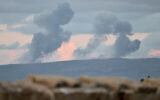 A picture taken from northern Israel shows smoke billowing from across the border in south Lebanon on January 3, 2024. (Alberto PIZZOLI / AFP)