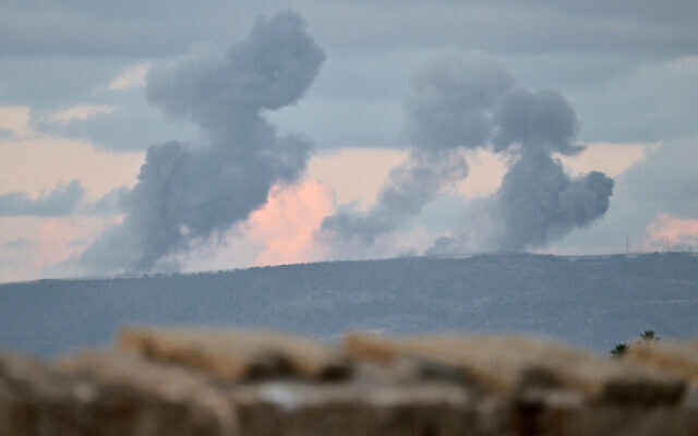 A picture taken from northern Israel shows smoke billowing from across the border in south Lebanon on January 3, 2024. (Alberto PIZZOLI / AFP) A picture taken from northern Israel shows smoke billowing from across the border in south Lebanon on January 3, 2024. (Alberto PIZZOLI / AFP)