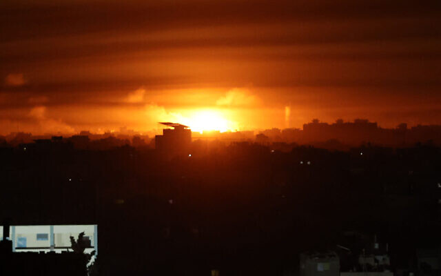 A picture taken from Rafah shows fire erupting over Khan Yunis in the southern Gaza Strip, during Israeli strikes on January 16, 2024 (Photo by AFP) A picture taken from Rafah shows fire erupting over Khan Yunis in the southern Gaza Strip, during Israeli strikes on January 16, 2024 (Photo by AFP)