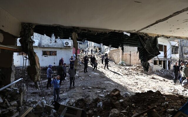 Damage seen near Tulkarem in the West Bank amid an IDF raid on January 18, 2024. (Zain JAAFAR / AFP)