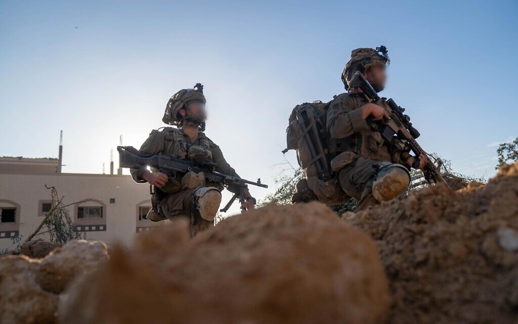 Israeli troops operate in the Gaza Strip in a handout image published January 17, 2024. (Israel Defense Forces)