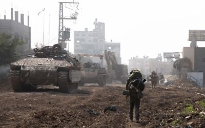 Israeli forces are seen operating inside the Gaza Strip in this undated handout image published on January 19, 2024. (Israel Defense Forces)