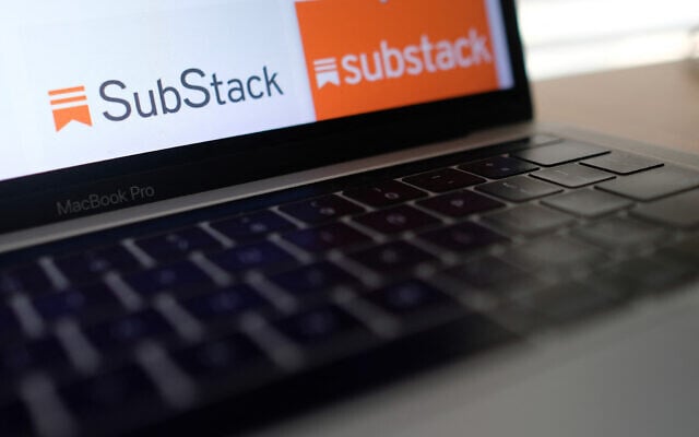 This illustration photo shows the Substack logo, the biggest newsletter platform around, on a laptop screen in Los Angeles, April 23, 2021. (Chris Delmas/AFP) This illustration photo shows the Substack logo, the biggest newsletter platform around, on a laptop screen in Los Angeles, April 23, 2021. (Chris Delmas/AFP)
