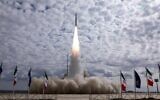 Illustrative: This handout photo provided by Iran's Revolutionary Guard Corps (IRGC) official website Sepah News on November 5, 2022, shows the launch of the locally-made Ghaem-100 (Qaem-100) satellite launcher in an undisclosed location (SEPAH NEWS / AFP)