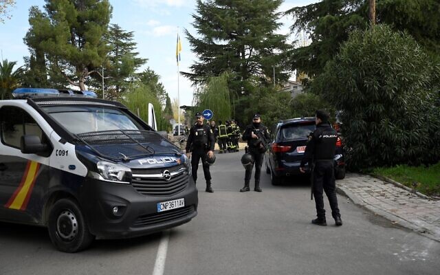Illustrative: Police in Madrid on November 30, 2022. (Oscar Del Pozo/AFP)