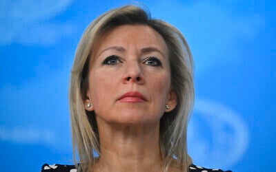 Russian Foreign Ministry spokeswoman Maria Zakharova attends Foreign Minister Sergei Lavrov's annual end-of-year press conference in Moscow on January 18, 2024. (Alexander NEMENOV / AFP)