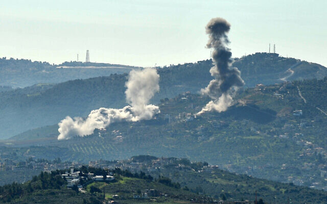 Smoke billows over the southern Lebanese village of Odaisseh near the border with Israel on January 19, 2024. (Rabih Daher/AFP) Smoke billows over the southern Lebanese village of Odaisseh near the border with Israel on January 19, 2024. (Rabih Daher/AFP)