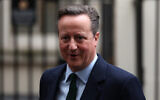 Britain's Foreign Secretary David Cameron leaves from 10 Downing Street in central London on January 23, 2024, after attending a weekly Cabinet meeting. (Daniel Leal/AFP)