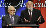 Norman Lear, left, and Rob Reiner accept the Heritage Award for the classic television series 'All in the Family' at the 2013 TCA Awards at the Beverly Hilton Hotel on August 3, 2013, in Beverly Hills, California. (Chris Pizzello/Invision/AP)