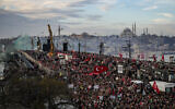 Thousands demonstrate against Israel amid the ongoing war in Gaza, in Istanbul, Turkey, January 1, 2024. (AP Photo/Emrah Gurel)