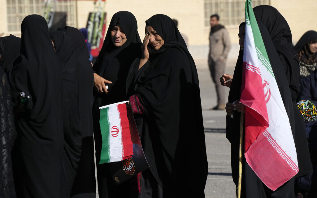 People attend the funeral ceremony of the victims of Wednesday's bomb explosion in the city of Kerman about 510 miles (820 kms) southeast of the capital Tehran, Iran, Friday, January 5, 2024. (AP Photo/Vahid Salemi) People attend the funeral ceremony of the victims of Wednesday's bomb explosion in the city of Kerman about 510 miles (820 kms) southeast of the capital Tehran, Iran, Friday, January 5, 2024. (AP Photo/Vahid Salemi)