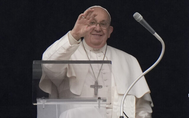 Pope Francis delivers his blessing as he recites the Angelus noon prayer from the window of his studio overlooking St.Peter's Square, at the Vatican, January 7, 2024. (Andrew Medichini/AP) Pope Francis delivers his blessing as he recites the Angelus noon prayer from the window of his studio overlooking St.Peter's Square, at the Vatican, January 7, 2024. (Andrew Medichini/AP)