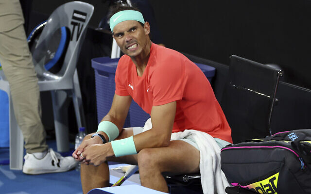 Rafael Nadal of Spain reflects between games in his quarterfinal match against Jordan Thompson of Australia during the Brisbane International tennis tournament in Brisbane, Australia, Friday, Jan. 5, 2024. (AP Photo/Tertius Pickard, File)