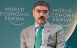 Pakistan's caretaker Prime Minister Anwaar-ul-Haq Kakar speaks at the Annual Meeting of World Economic Forum in Davos, Switzerland, Wednesday, Jan. 17, 2024. (AP/Markus Schreiber)