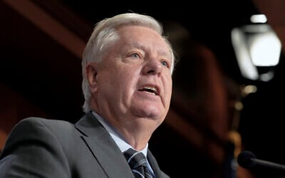 Sen. Lindsey Graham, Republican of South Carolina, talks during a news conference on immigration at the Capitol, Wednesday, Jan. 17, 2024, in Washington. (AP Photo/Mariam Zuhaib)