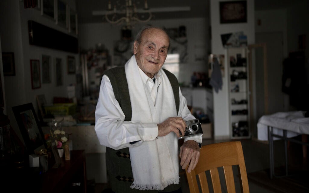Gad Partok, 93, a Tunisian-born Holocaust survivor, poses for a portrait in his home in Ashkelon, Jan. 26, 2024. (AP Photo/Maya Alleruzzo) Gad Partok, 93, a Tunisian-born Holocaust survivor, poses for a portrait in his home in Ashkelon, Jan. 26, 2024. (AP Photo/Maya Alleruzzo)