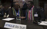Illustrative: South Africa's Foreign Minister Naledi Pandorthe, left, attends the session of the International Court of Justice, or World Court, in The Hague, Netherlands, Friday, January 26, 2024. (AP Photo/Patrick Post)