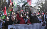 Illustrative: Pro-Palestinian activists in The Hague, Netherlands, January 26, 2024. (Patrick Post/AP)