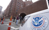 A file photo of a Homeland Security vehicle parked outside the Moakley Federal Courthouse, April 19, 2023, in Boston. (AP/Steven Senne, File)