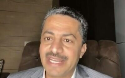 Screen capture from video of former Houthi spokesperson Ali Al Bukhaiti talking to Channel 12, December 30, 2023. (Channel 12. Used in accordance with Clause 27a of the Copyright Law)