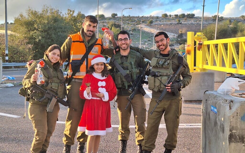 Naha Khoury visiting IDF soldiers stationed near Fassuta on Christmas. (Duha Khoury) Naha Khoury visiting IDF soldiers stationed near Fassuta on Christmas. (Duha Khoury)