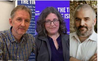 From left to right: Founding Times of Israel editor David Horovitz, deputy editor Amanda Borschel-Dan and senior analyst Haviv Rettig Gur. (courtesy)
