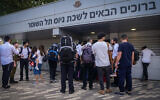 Haredi men who decided to join the IDF following the October 7 onslaught by Hamas arrive at recruiting offices in Tel Hashomer, near Tel Aviv, October 23, 2023 (Avshalom Sassoni/Flash90)