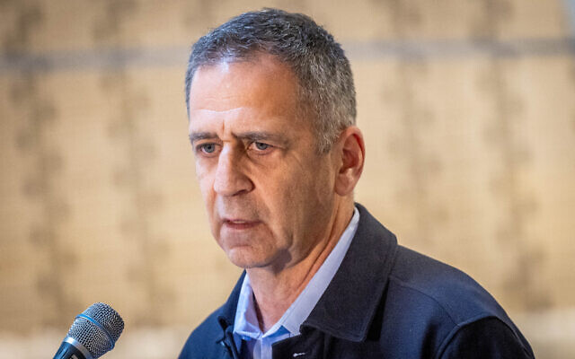 Former IDF chief of staff Aviv Kohavi speaks during a ceremony at the memorial hall for fallen soldiers on Mount Herzl, Jerusalem on January 15, 2024. (Chaim Goldberg/Flash90) Former IDF chief of staff Aviv Kohavi speaks during a ceremony at the memorial hall for fallen soldiers on Mount Herzl, Jerusalem on January 15, 2024. (Chaim Goldberg/Flash90)