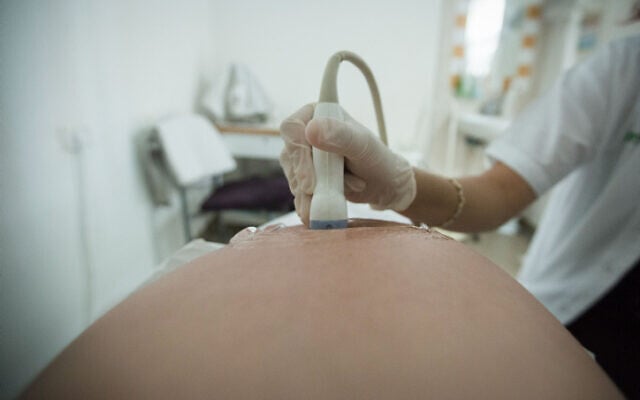 Illustrative photo of a pregnant woman undergoing an ultrasound test. (Chen Leopold/Flash90)