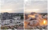 Before and after photos of Israa University in Gaza that was blown up by the IDF on January 17, 2024. (Screen capture/X)