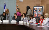 The Knesset Committee on the Status of Women and Gender Equality holds a hearing on the government's treatment of victims of Hamas sexual assault, January 8, 2024. Chairwoman MK Pnina Tamano-Shata is at left. (Noam Moskowitz/ Knesset Spokesperson)