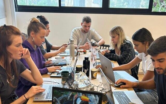 Volunteer team at Israeli startup Lasso Security coordinating purchases and deliveries of protective gear to Israeli soldiers, October 2023. (Courtesy)