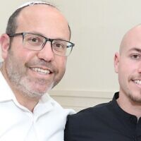 Tzvika Mor in an undated photo with his son Eitan, who is being held captive by Hamas in Gaza. (Courtesy)