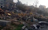 Screen capture from video showing a damaged cemetery in Jabaliya, Gaza Strip. (CNN/Reuters. Used in accordance with Clause 27a of the Copyright Law)
